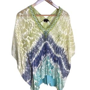 Hale Bob Large Silk Flowy Boho Oversized Top Vintage Colorful Womens Size Medium